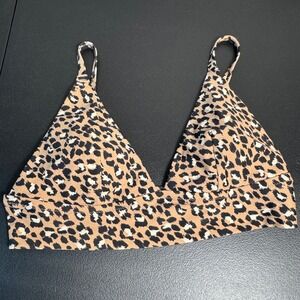 Aerie Leopard Print Triangle Bikini Swim Top LG Removable Pads